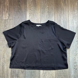 Good American Women’s Boxy Tee Size 6 (3X) Dressy Top Front Pocket Black